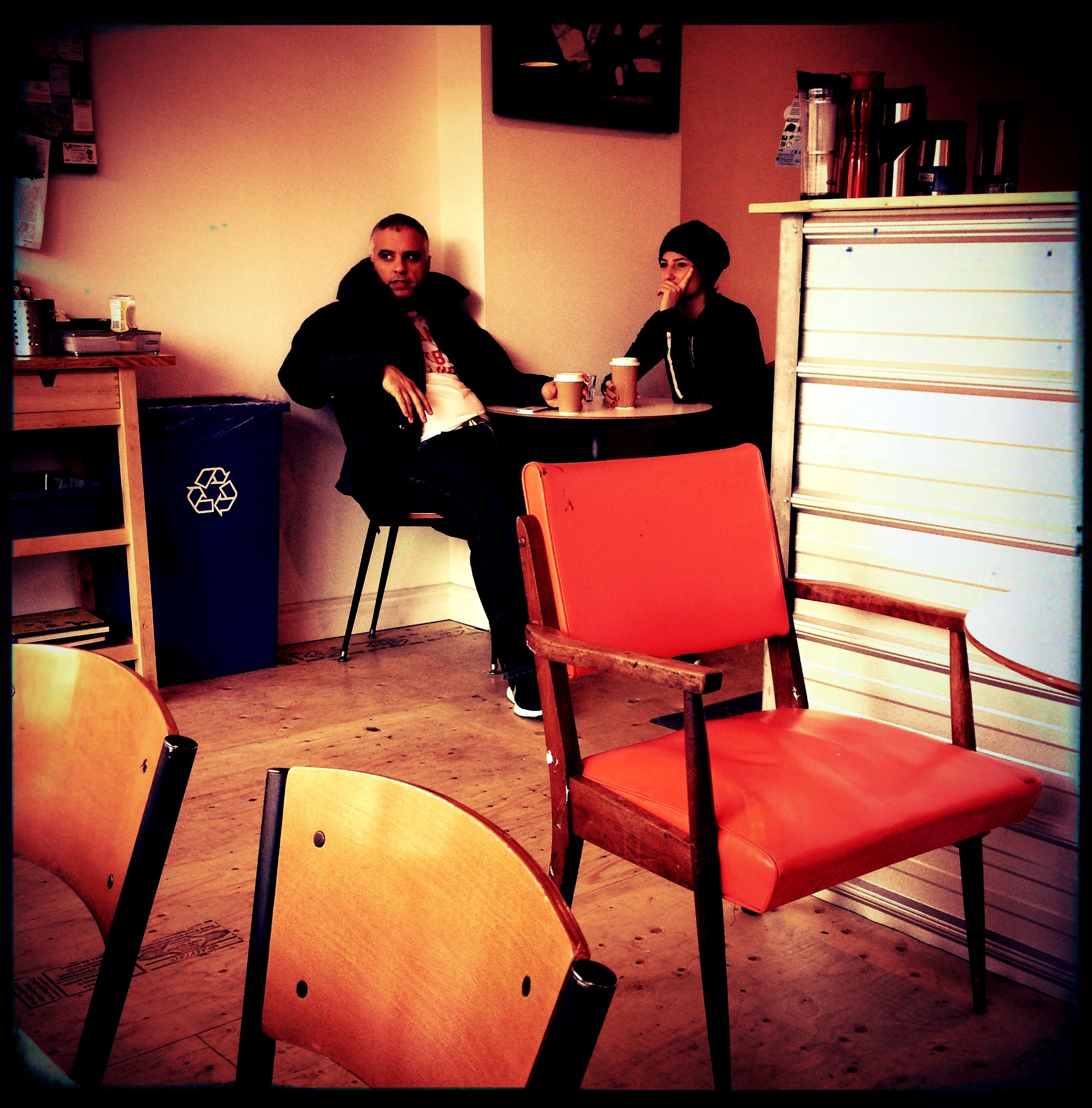 "Coffee Non-Talk" - Couple relaxes at Cafe Con Leché, Toronto